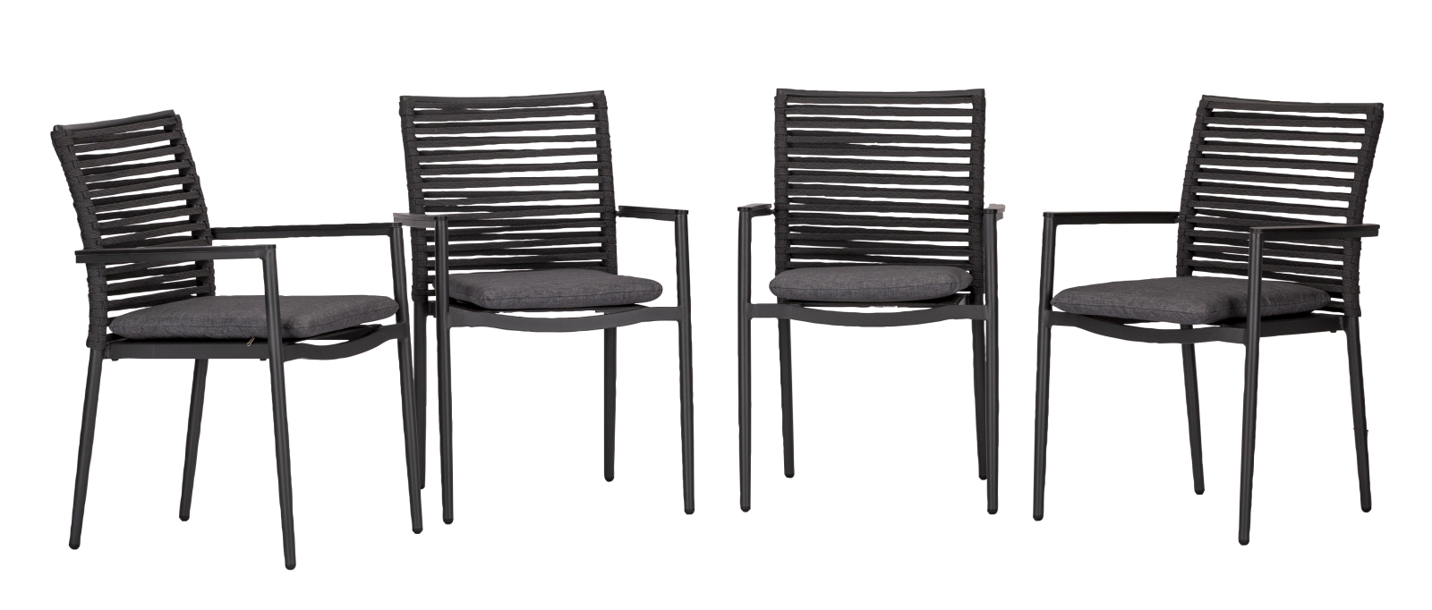 4-teiliges Gartenstuhl-Set - anthrazit - stapelbar - 61x86 cm