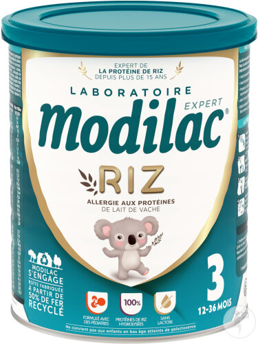 Modilac Expert Riz 3 Croissance Allergie Aux Protéines De Lait De Vache 12-36 Mois 800g