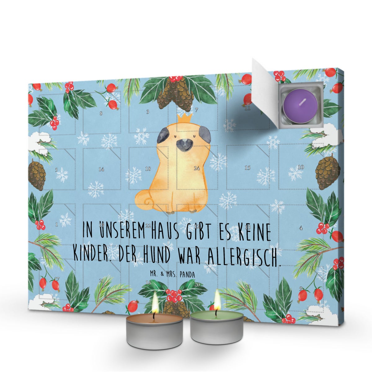 Mr. & Mrs. Panda Geurkaars Adventskalender Pug Crown - Pastelblauw