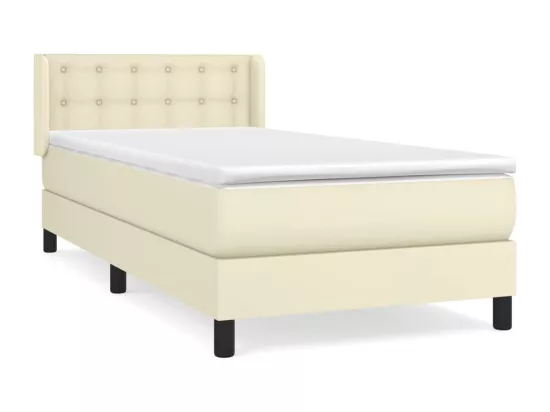 Sommier tapissier avec matelas Crème 100x200cm Similicuir
