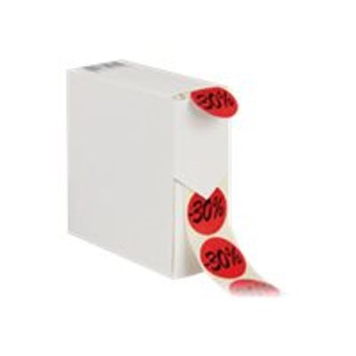 Logistipack - Rouleau de 500 étiquettes -30% en boîte distributrice - Rouge