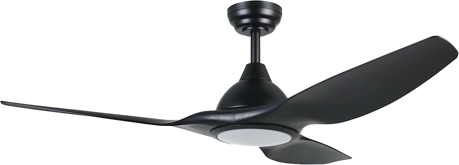 EGLO Deckenventilator Tunitas, 3 Flügel Ventilator mit LED Beleuchtung und Fernbedienung, Sommer Winter Betrieb, Farbwechsel kalt–warmweiß, dimmbar, Metall in Schwarz, DC Motor, leise, Ø 132 cm