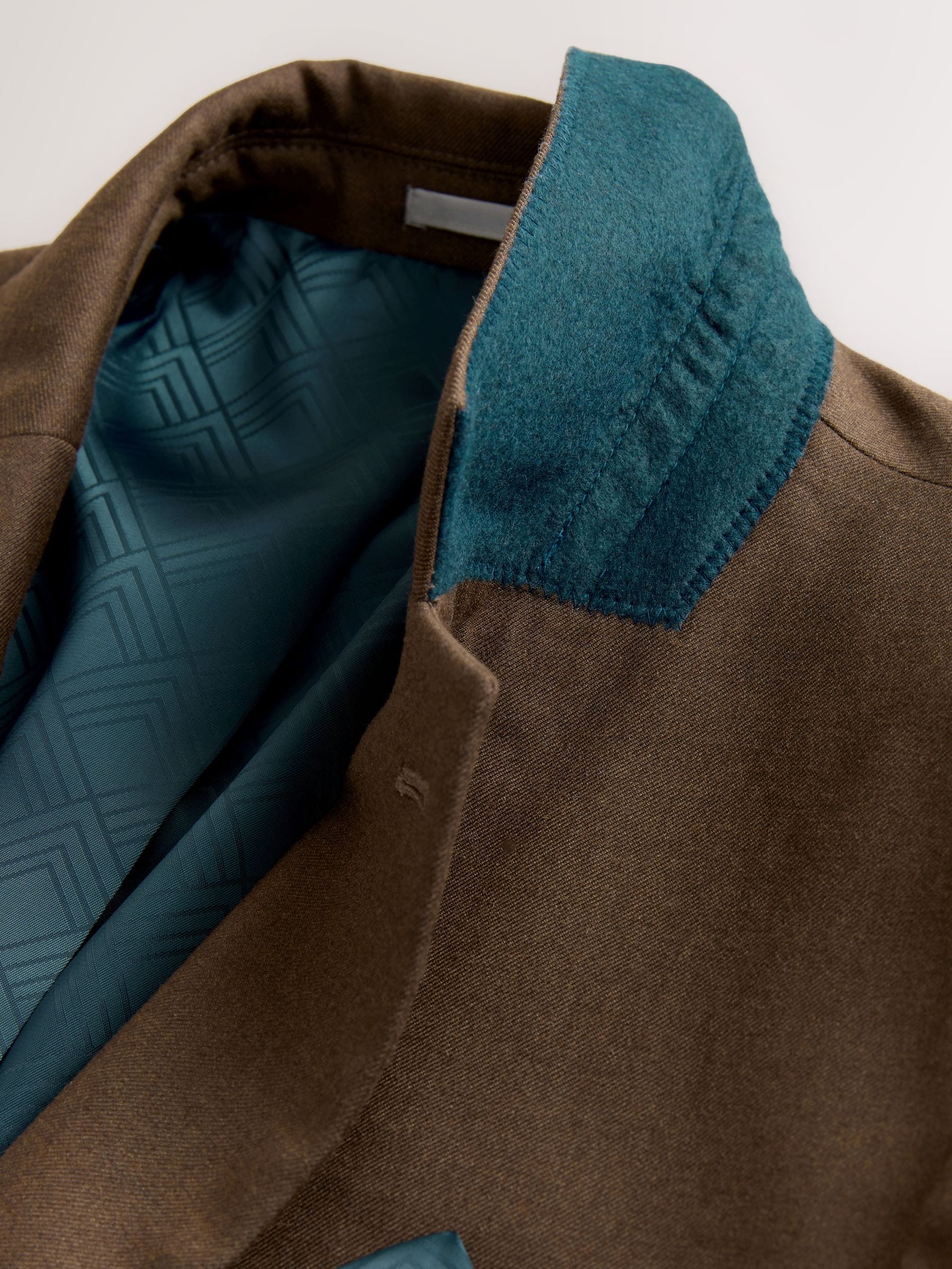 Bruin - Slim-fit flanellen colbert