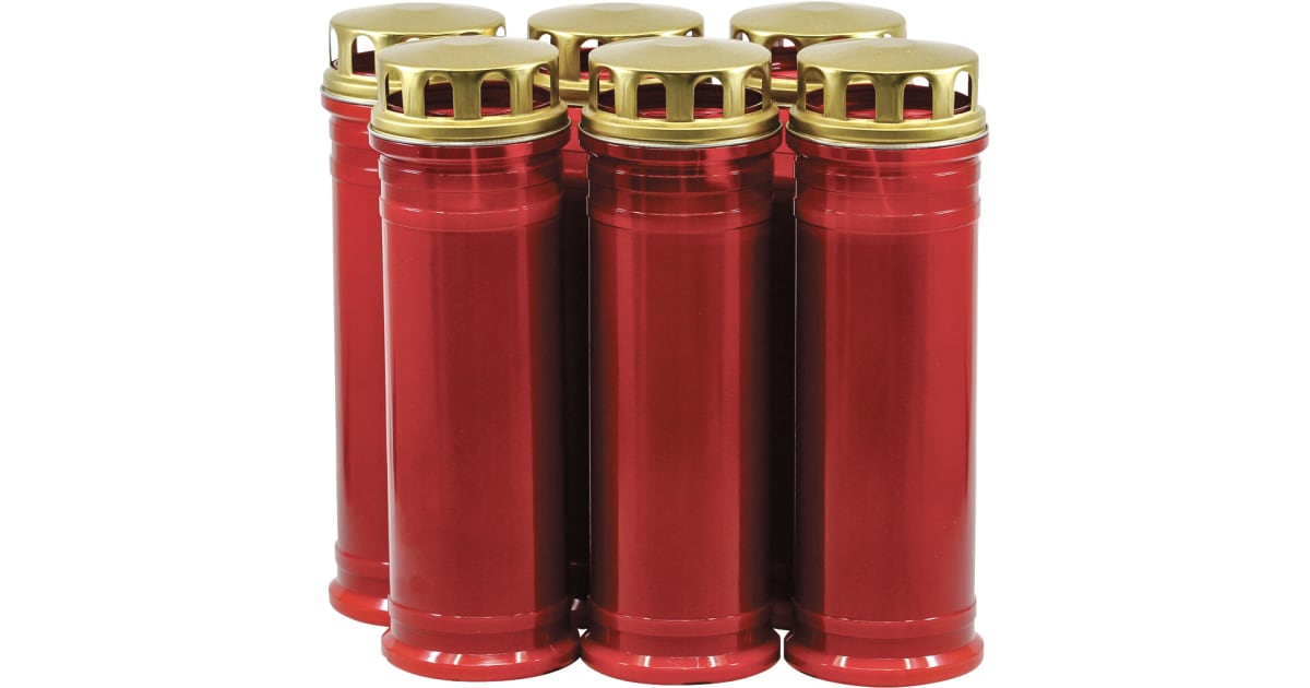 Grabkerze XL rot mit Deckel 6er