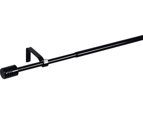Uitschuifbare gordijnroedeset, zwart, 100-200 cm, Ø 13/16 mm