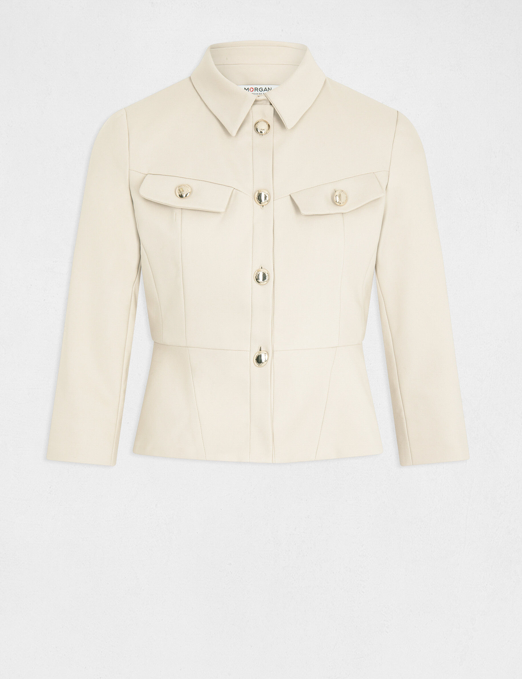 Veste city cintrée manches 3/4 beige femme - beige