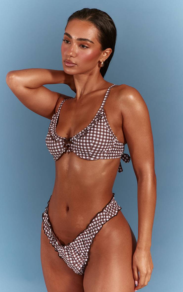 Chocolat Haut De Bikini À Armatures Vichy