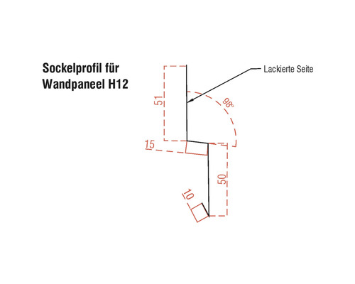 PRECIT basisprofiel voor wandpaneel gouden eik 2000 mm x 51 mm x 15 mm x 50 m
