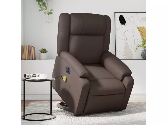 Fauteuil inclinable massant électrique marron similicuir