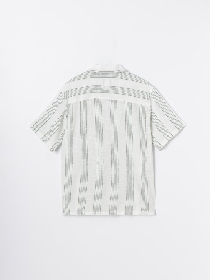 Camisa rústica listrada - Verde