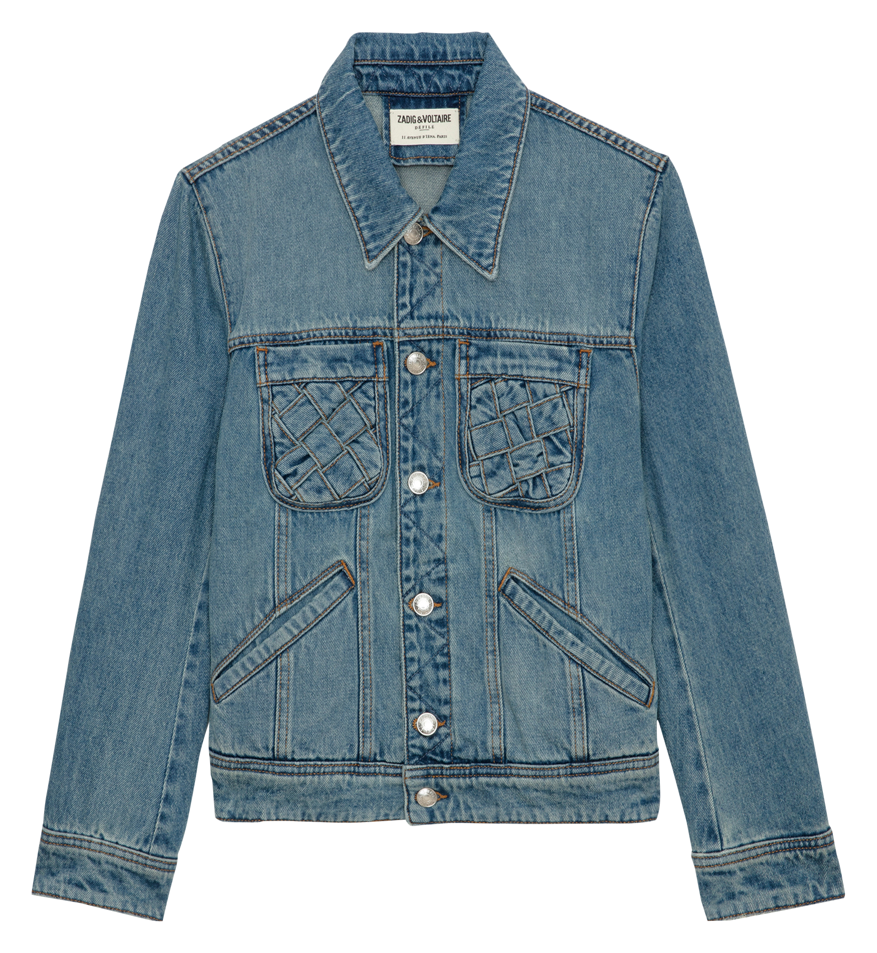 KIOKA - Veste courte en denim délavé | Bleu