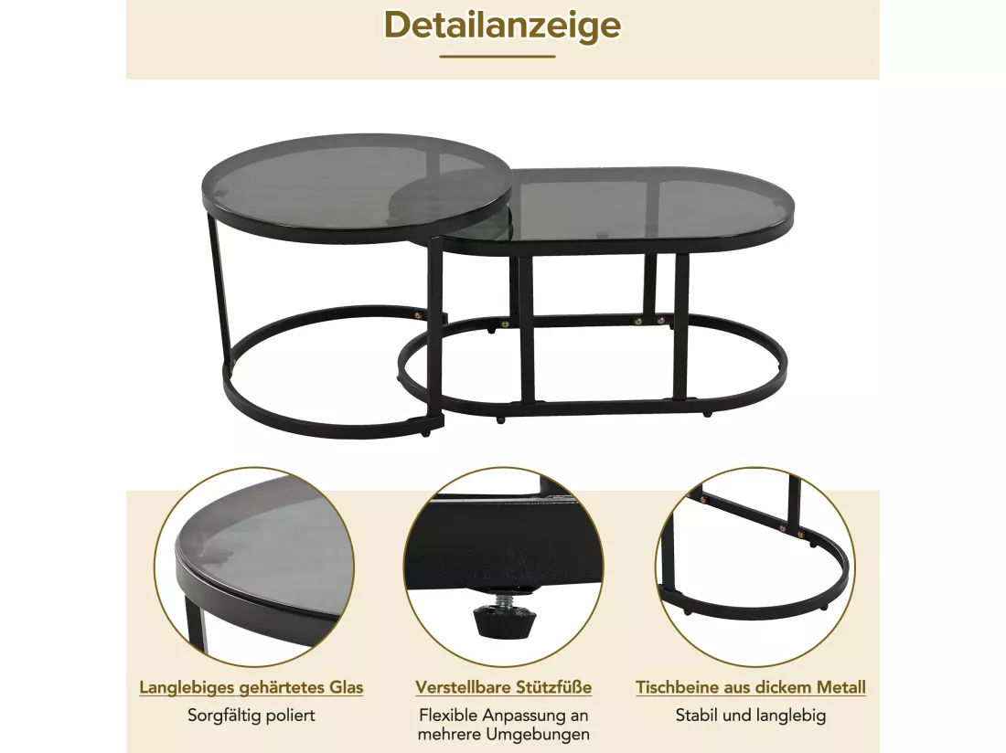 Salon de jardin modulable en fer galvanisé : 1 canapé 3 places + 2 fauteuils + tables basses gigognes - Gris