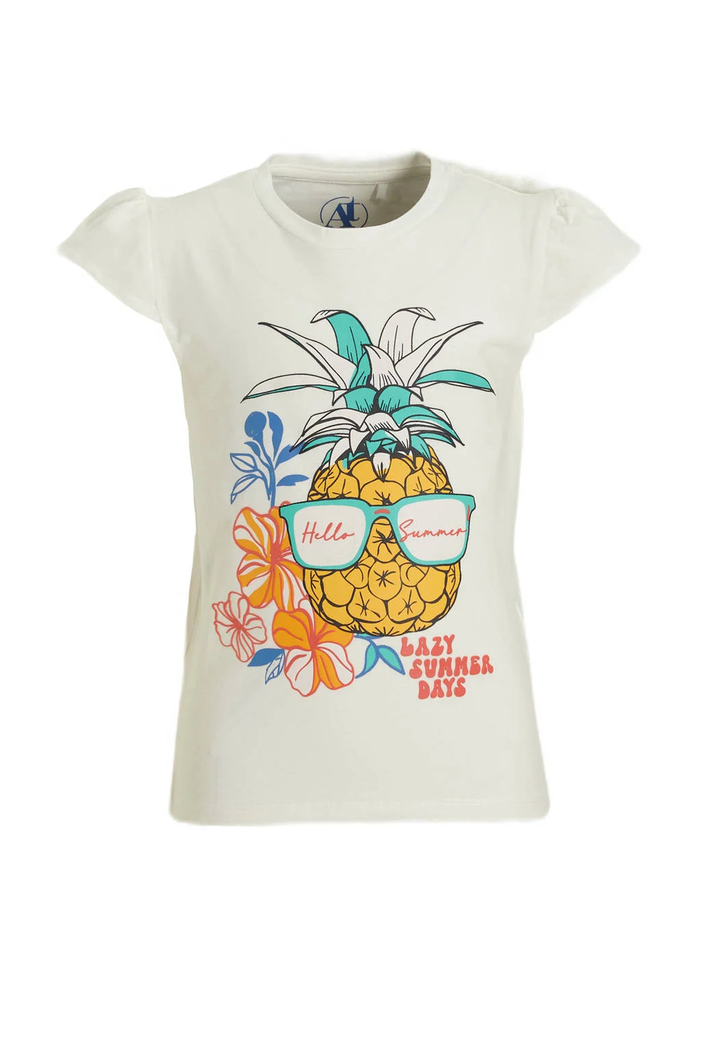 anytime T-shirt met printopdruk wit