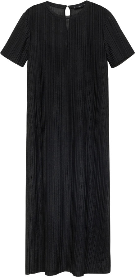 MANGO Lurex pleated dress Black