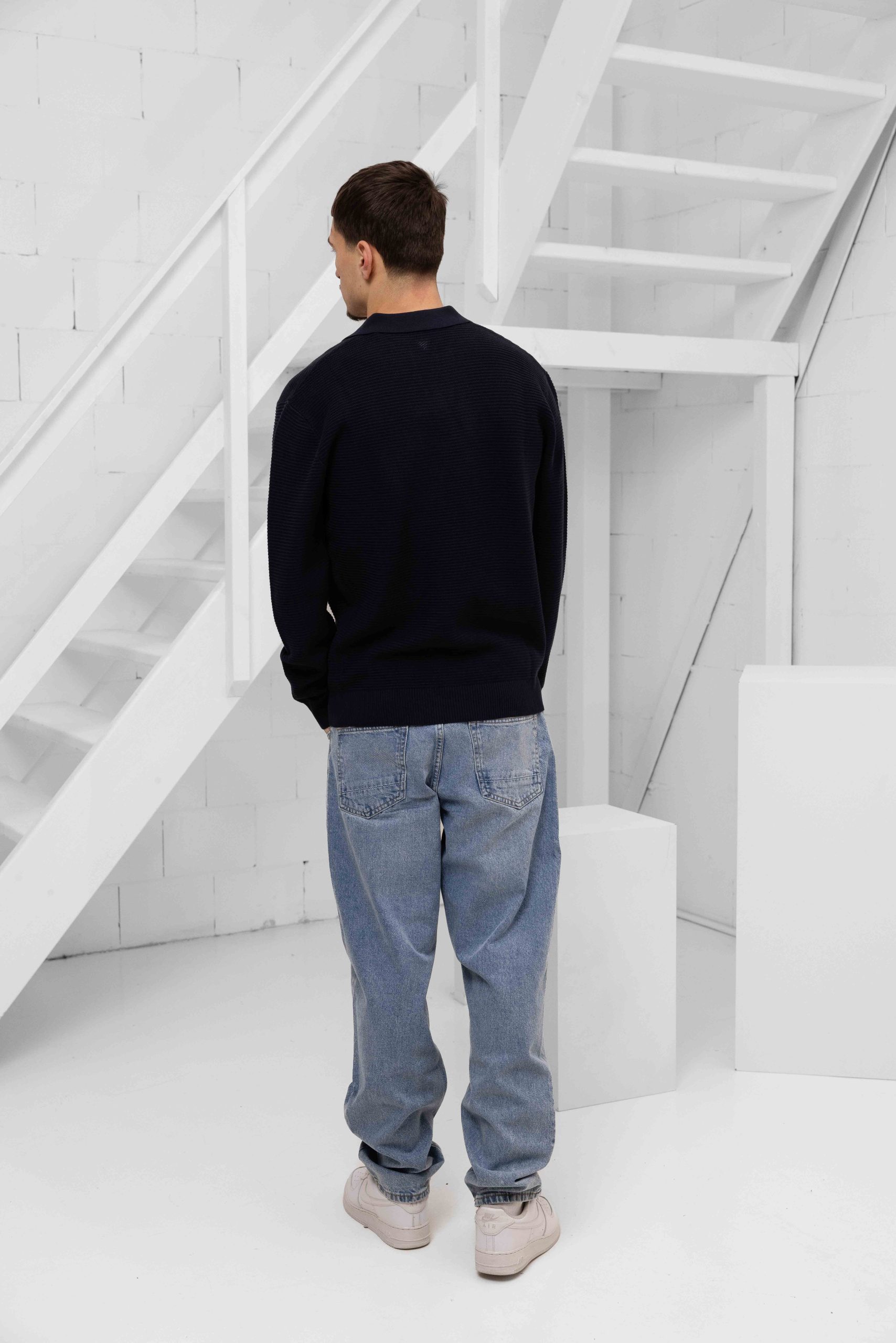 Pure Path Own The Journey Knitwear Polo Sweater Heren Donkerblauw