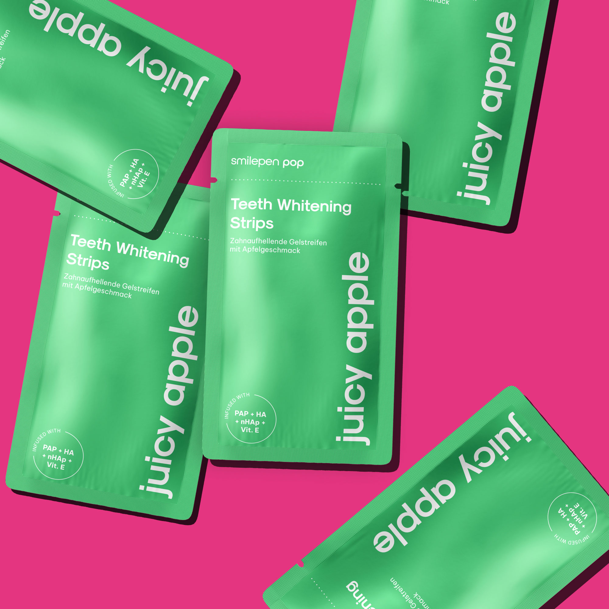 (14er Set) Zahnbleaching Pop Whitening Strips zur Zahnaufhellung (SPCWSAP) - Juicy Apple