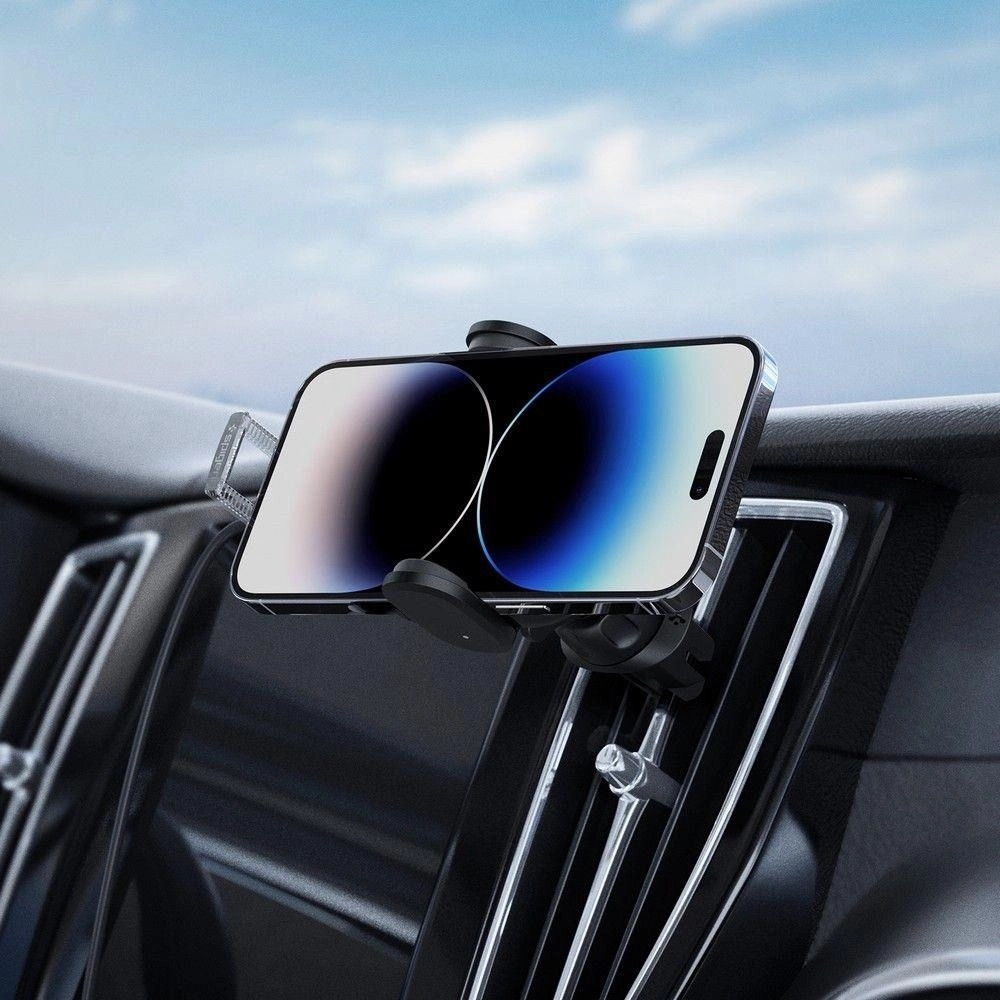 (15W) OneTap Qi Wireless Auto KFZ Smartphone Halterung Ladegerät für Lüftungsgitter mit Automatik Verriegelung (ACP01279) - Schwarz