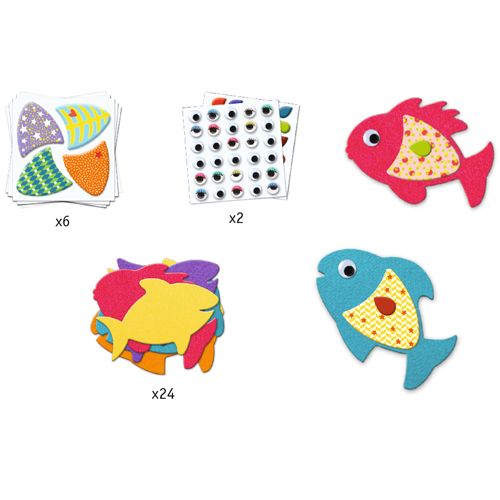 Djeco knutselset creëren met stickers - vissen
