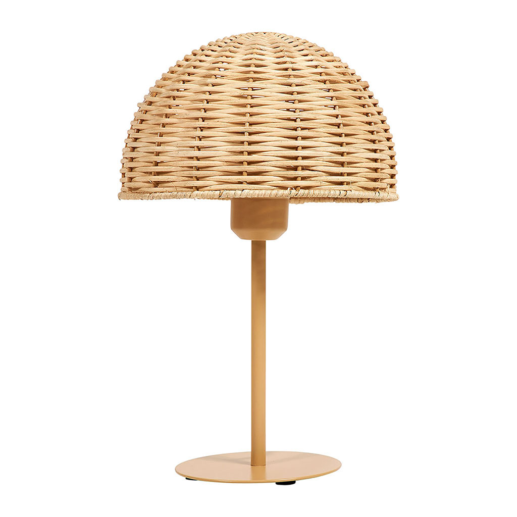 Lampe ALIX métal et rotin beige H 33cm
