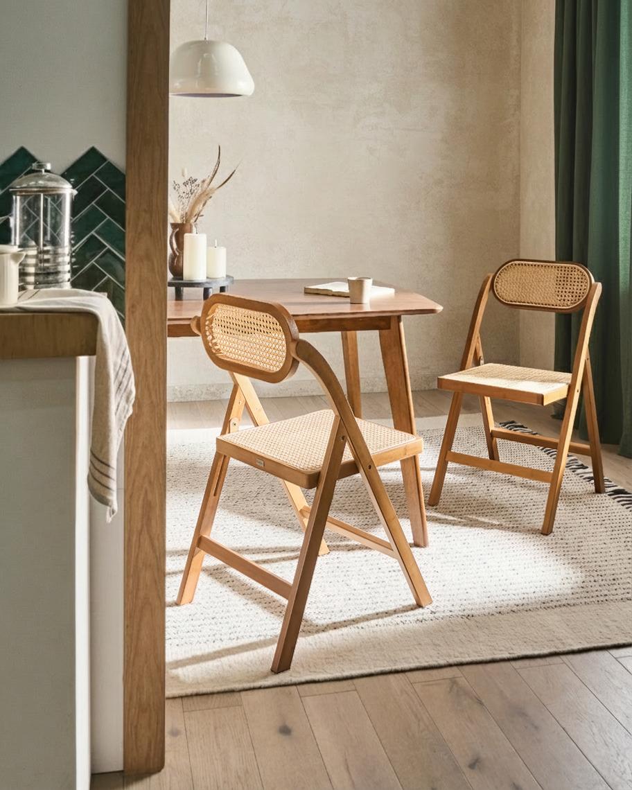 Set van 2 eetkamerstoelen inklapbaar ORAISON Bamboehout Bruin