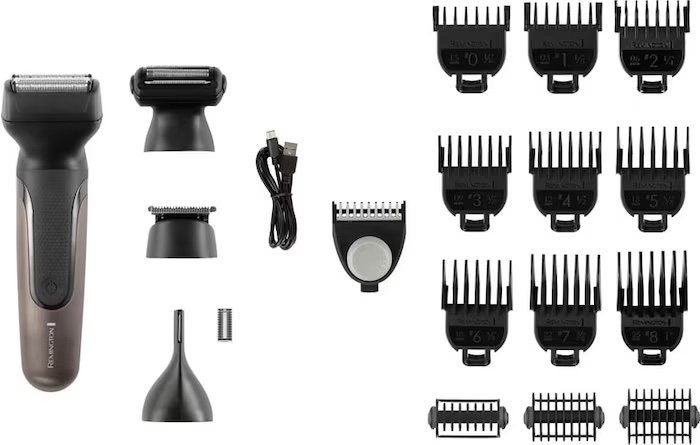 PG760 Haarschneider One Head & Body Multigroomer Elektrischer Rasierer Trimmer mit 10 Aufsätzen (43321560100) - Grau