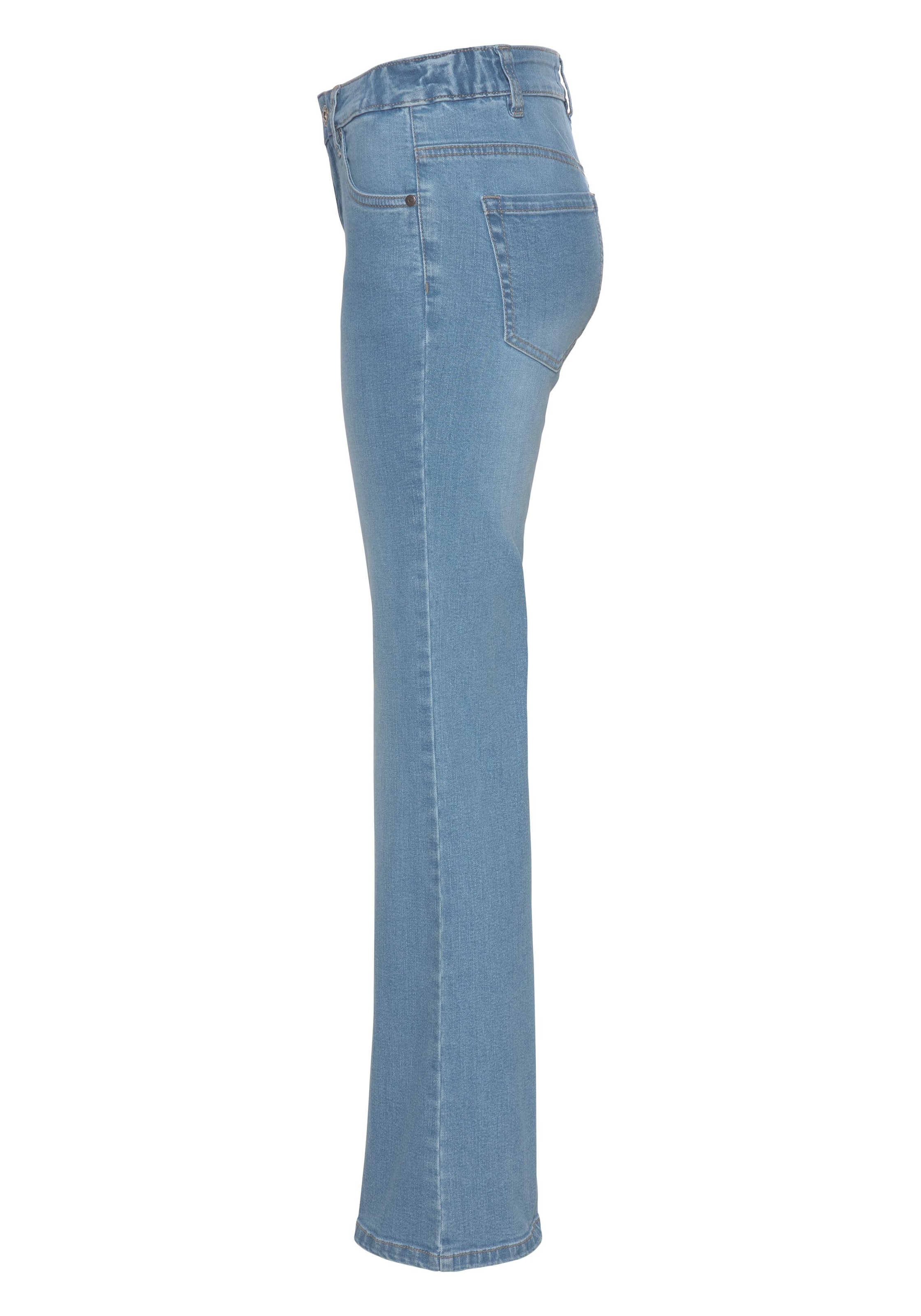 Arizona Bootcut-Jeans »Bund mit seitlichem Gummizugeinsatz«, hohe Leibhöhe,  Bootcut,  mit Stretch,  klassischer 5-Pocket-Style