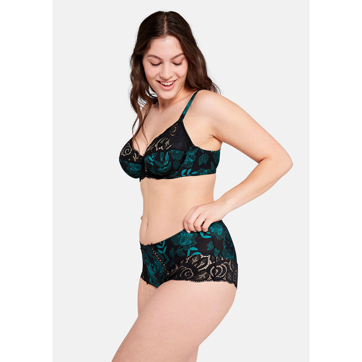 SANS COMPLEXE<br>Calça hipster em renda e microfibra Amélie