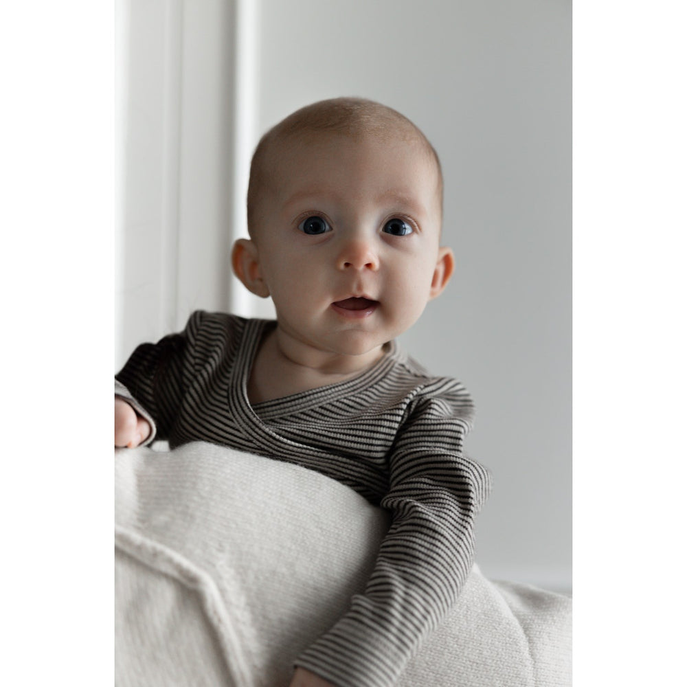 Køb Petit Piao Coffee Bean/Dark Off White PPDian Body L/S Fold Over Stripe NOOS
