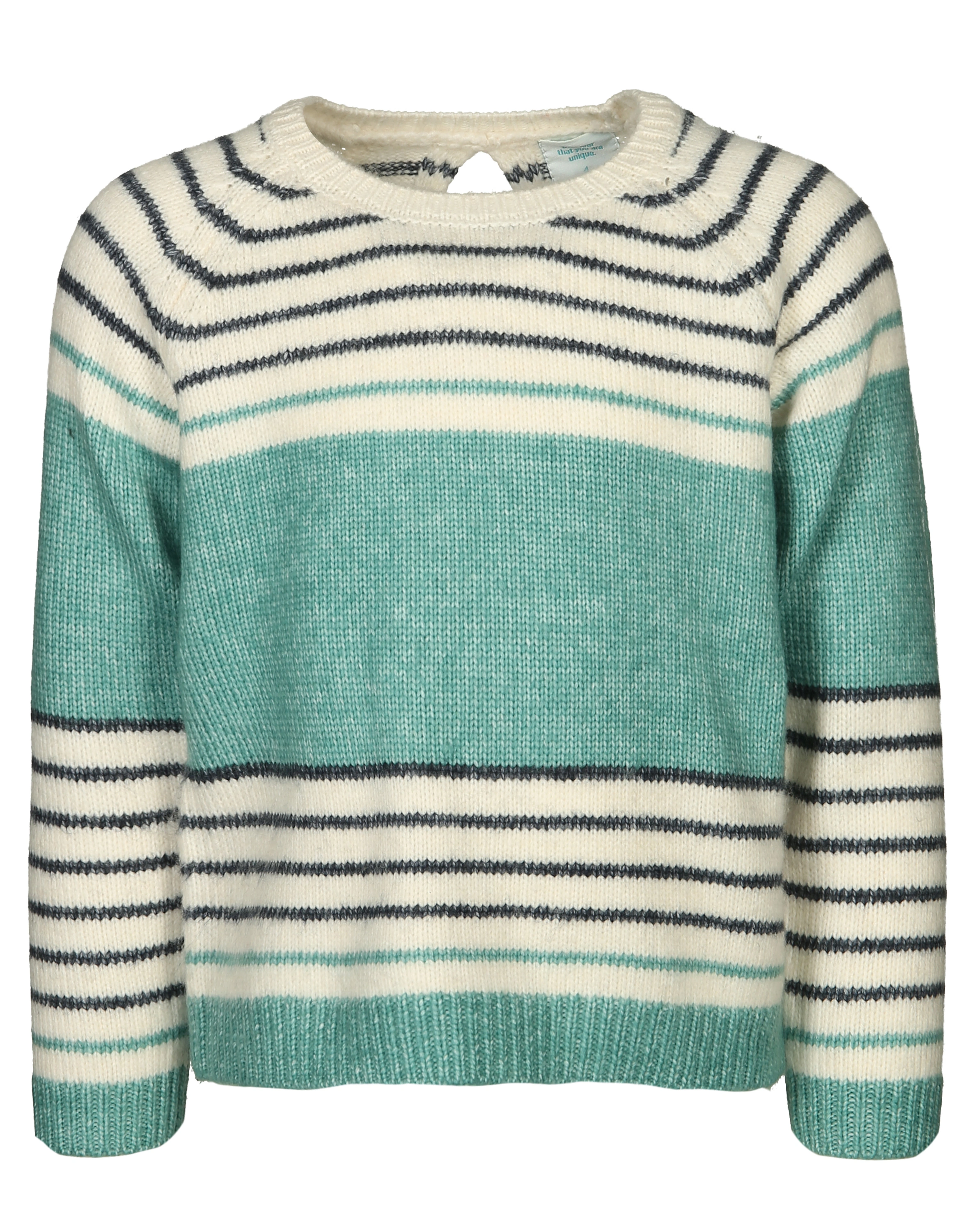 Strickpullover INVIERNO gestreift in türkis/weiß