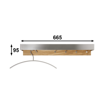Siro kapstok 5 haken Dex RVS / hout 664 mm