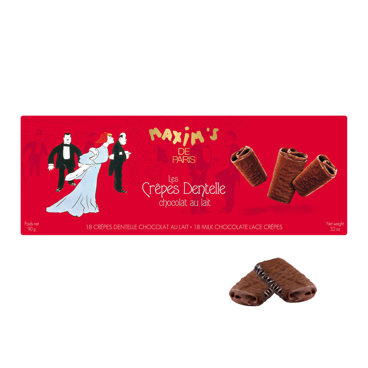 Crêpes dentelles au chocolat au lait en étui - Maxim's