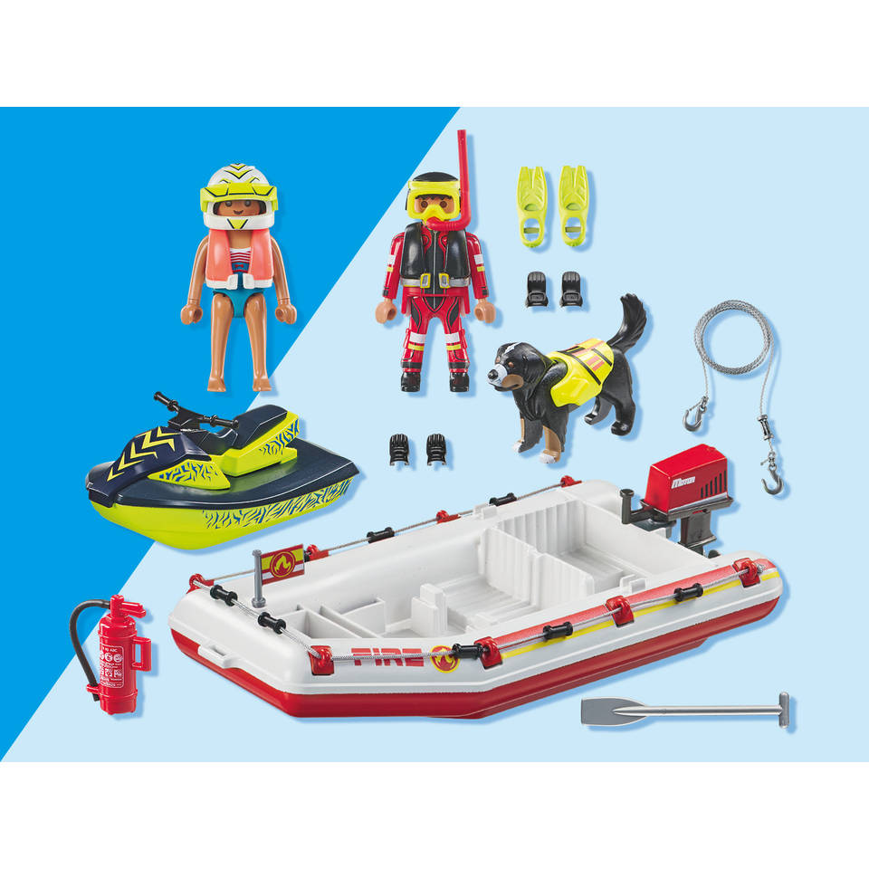 PLAYMOBIL Action Heroes brandweerboot met waterscooter 71464