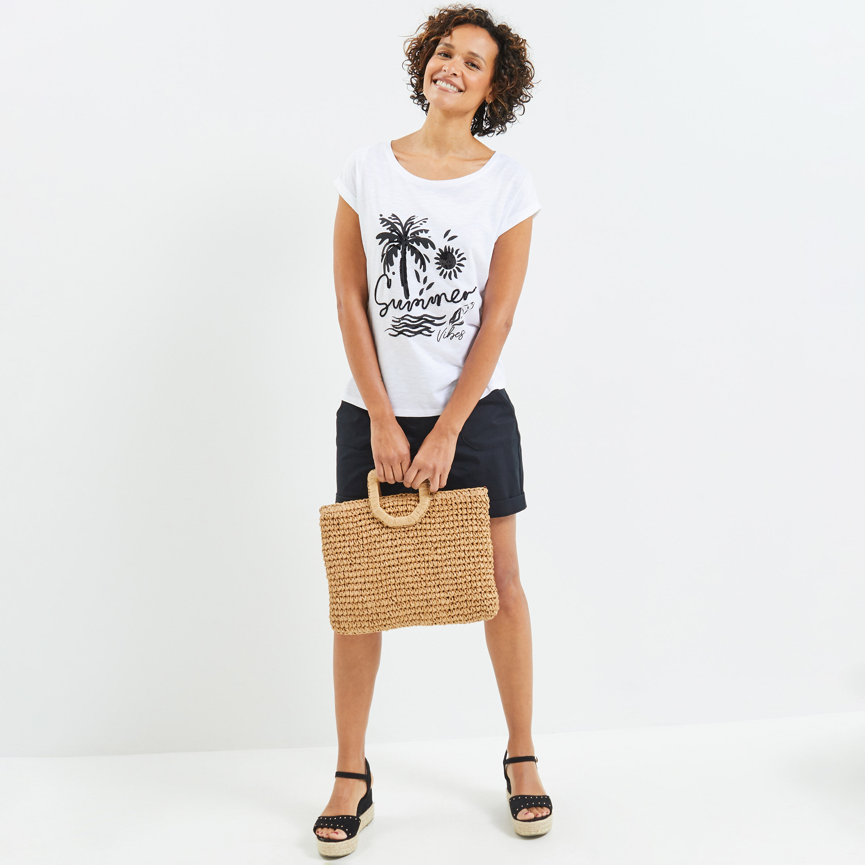Tshirt imprimé femme - BLANC CASSE