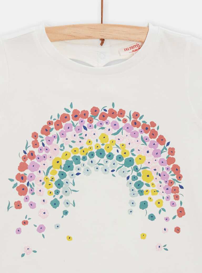 T-shirt animation arc-en-ciel fleuri pour fille