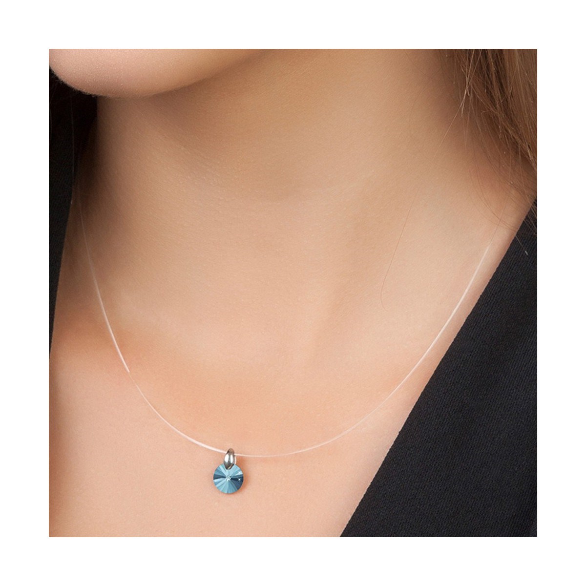 Collier nylon SC Crystal orné de Cristaux scintillants et ses boucles d'oreilles