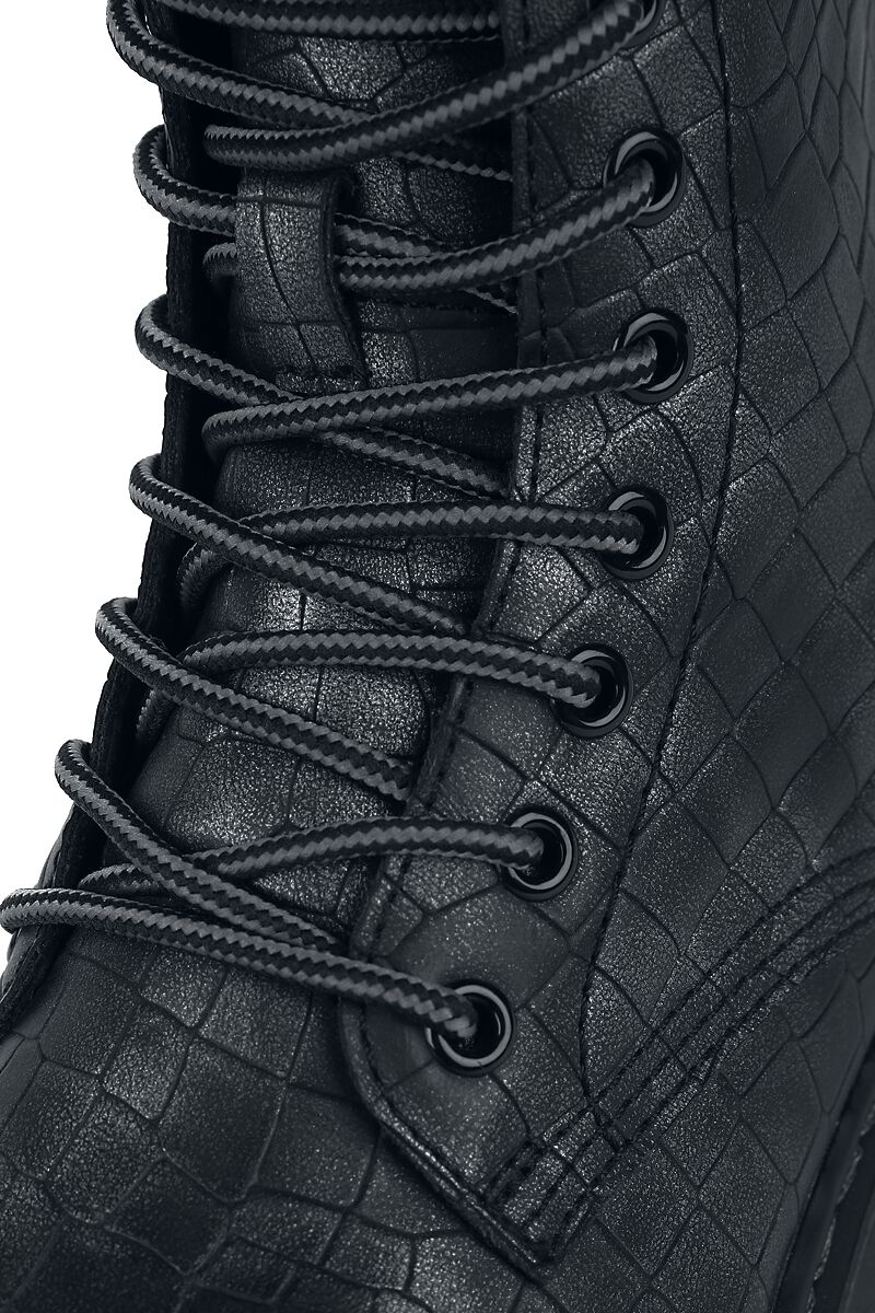 Bottines Lacées Motif Crocodile | Black Premium by EMP Bottes