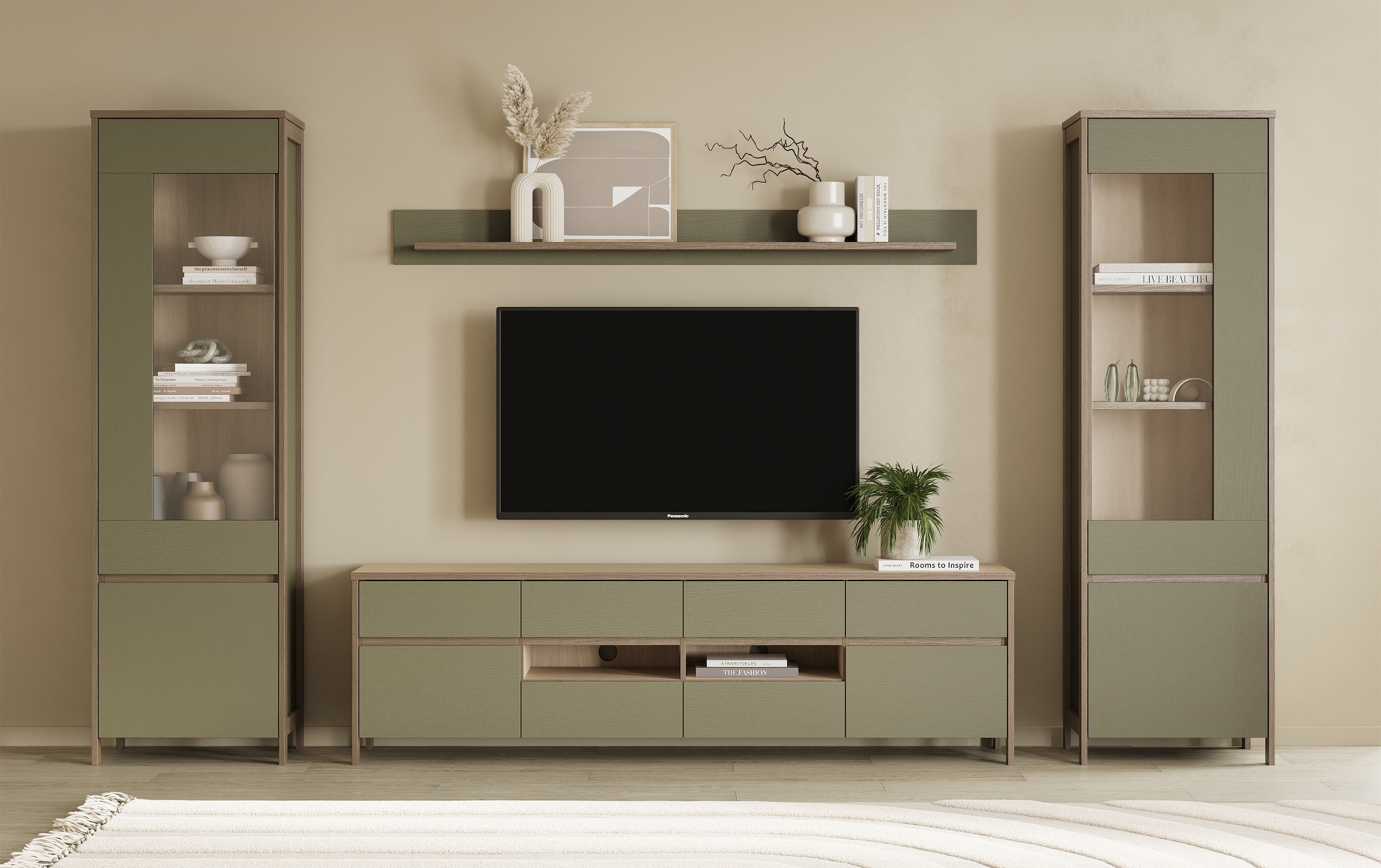 Home affaire Wohnwand »Stranda, moderne Anbauwand, Komplettset im Scandi-Style« 4 Stk. tlg.