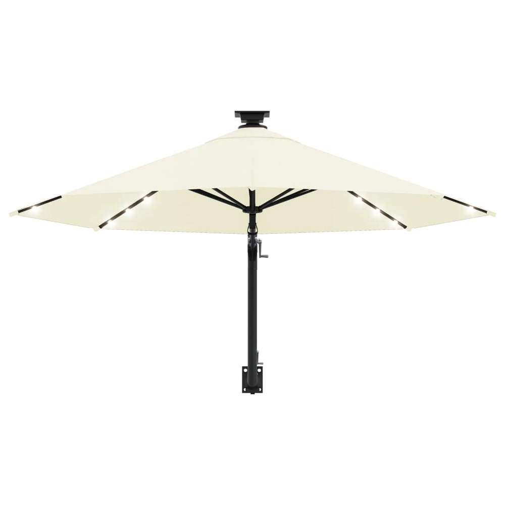 Parasol mural avec mât métallique et led 300 cm sable
