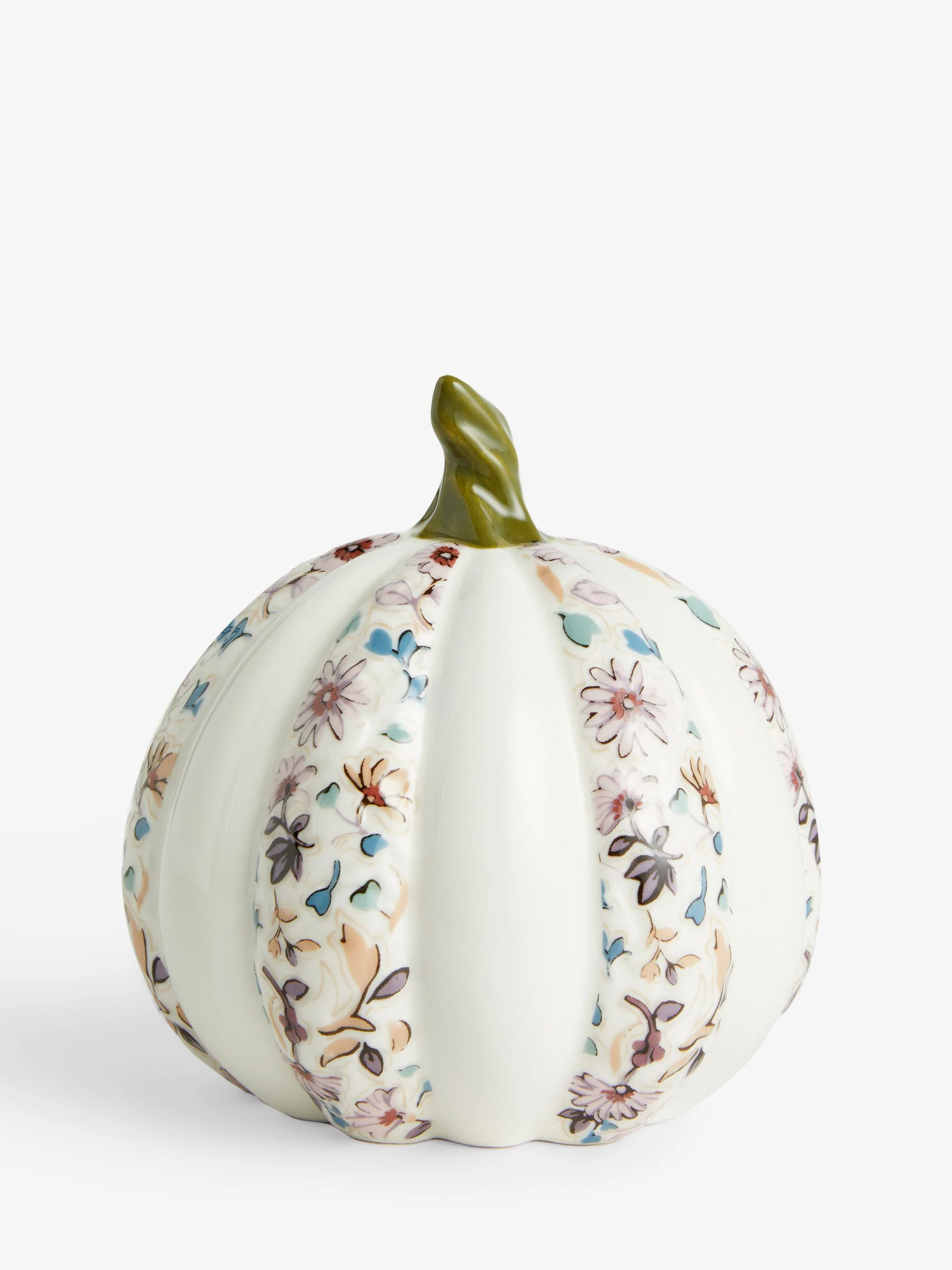 Keramische pompoen met bloemenprint ornament