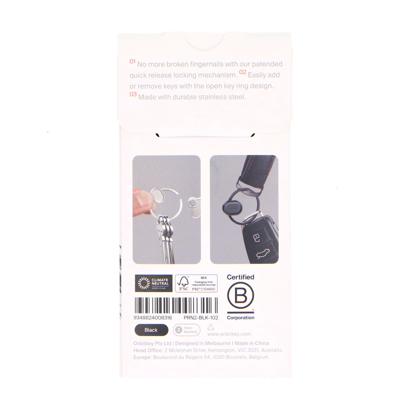 Zwarte stalen Orbitkey ring