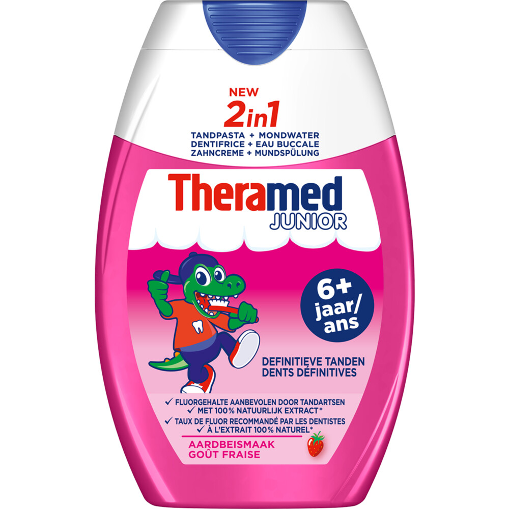 Theramed Tandpasta 2 in1 Junior Aardbeismaak 6+75 ml