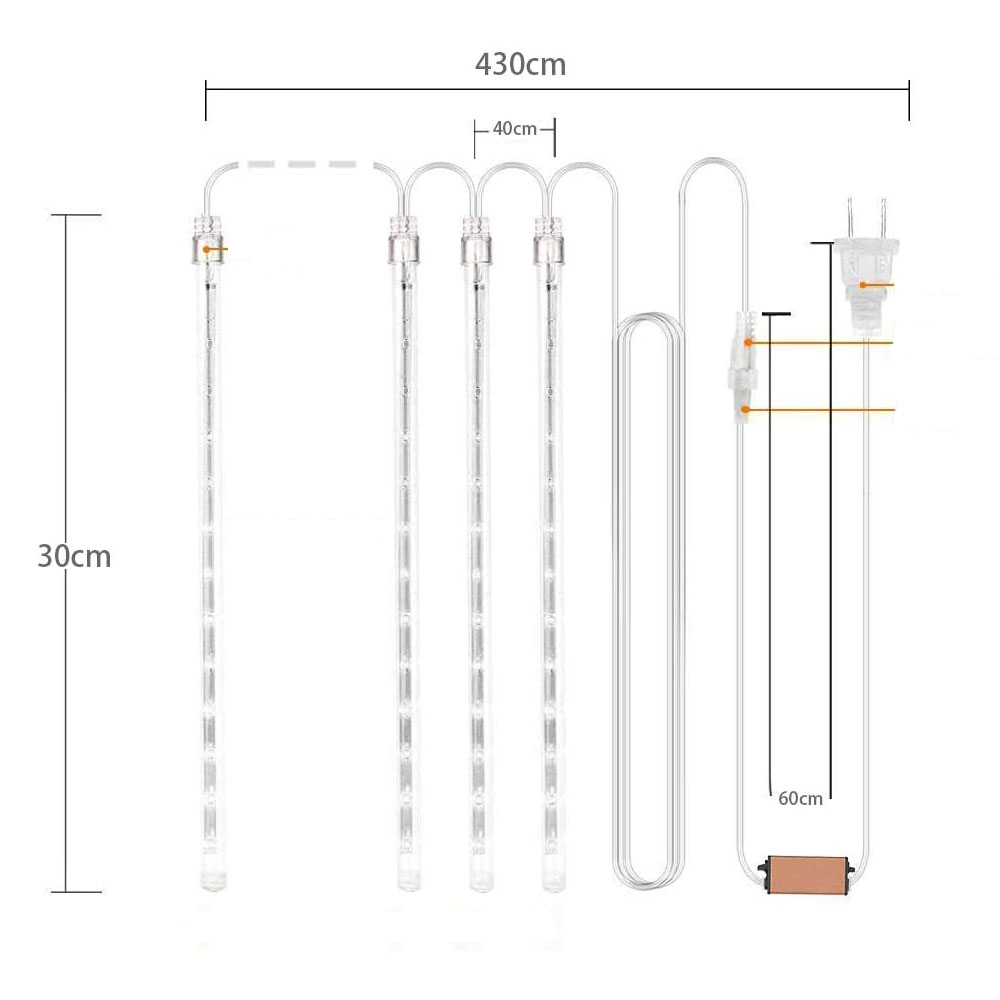 (3m) 192 LED's Deko Pendelleuchte 8x Fallende Regentropfen Schauer Beleuchtung IP44 (Wasserabweisend) - Blau