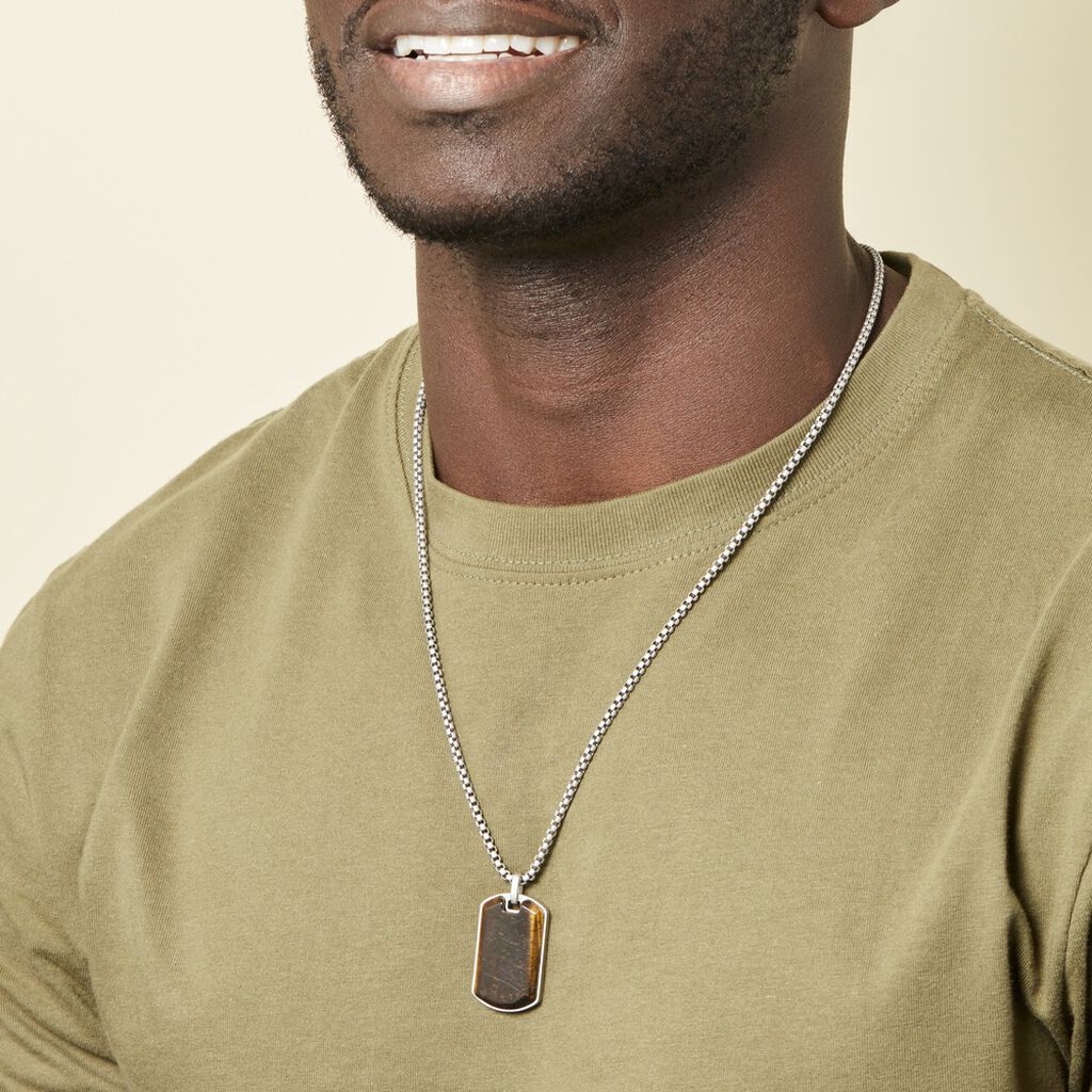 Collier Acier Vieillit Hakan œil De Tigre