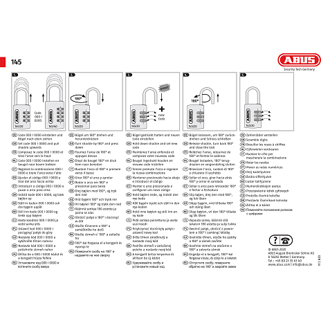 ABUS kodelås 145/40 - sort