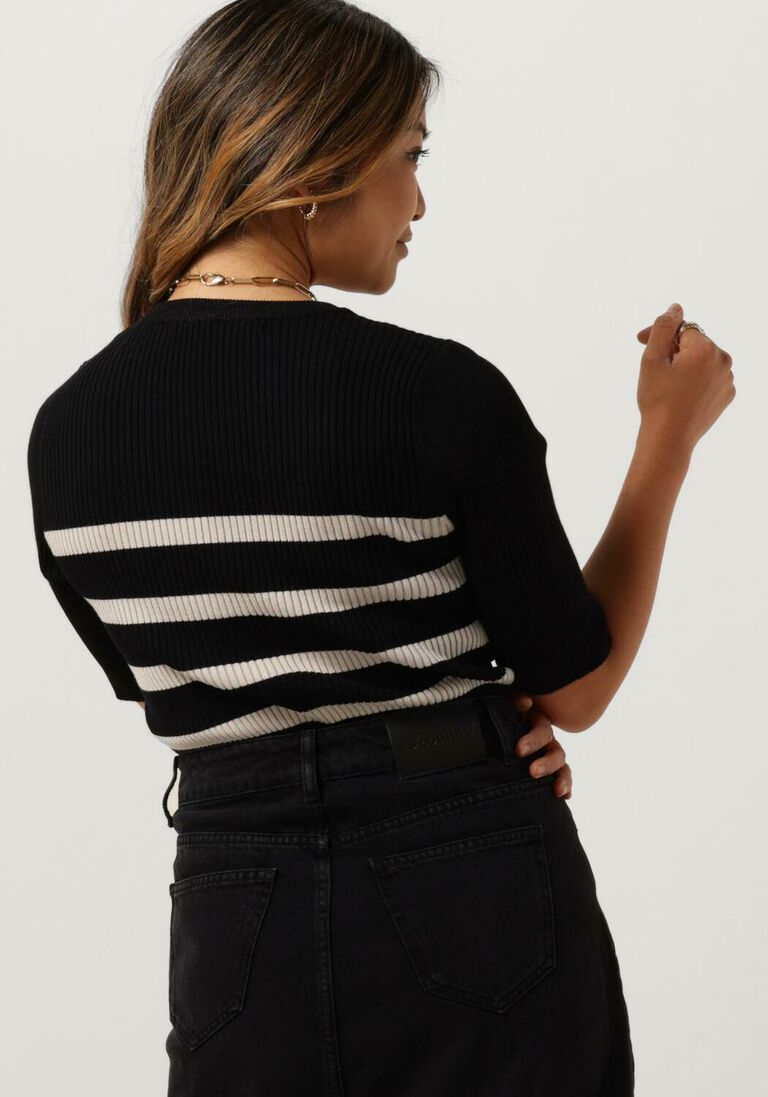 CO\\'COUTURE zwarte co'couture t-shirt badoe strip midi sleeve knit