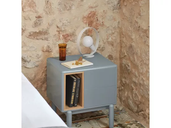 Corvo - Table de chevet en bois : Couleur - Gris clair