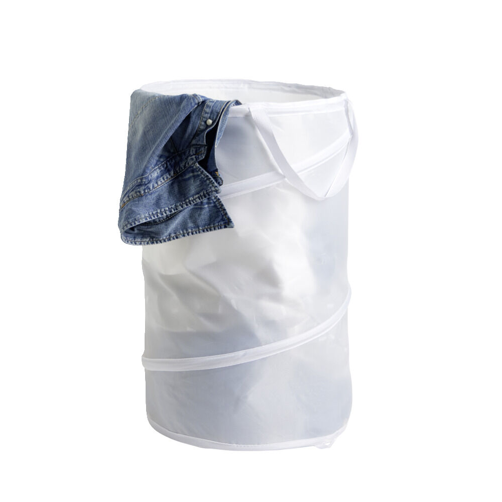 Panière à linge pliable blanc Ø37xH59cm