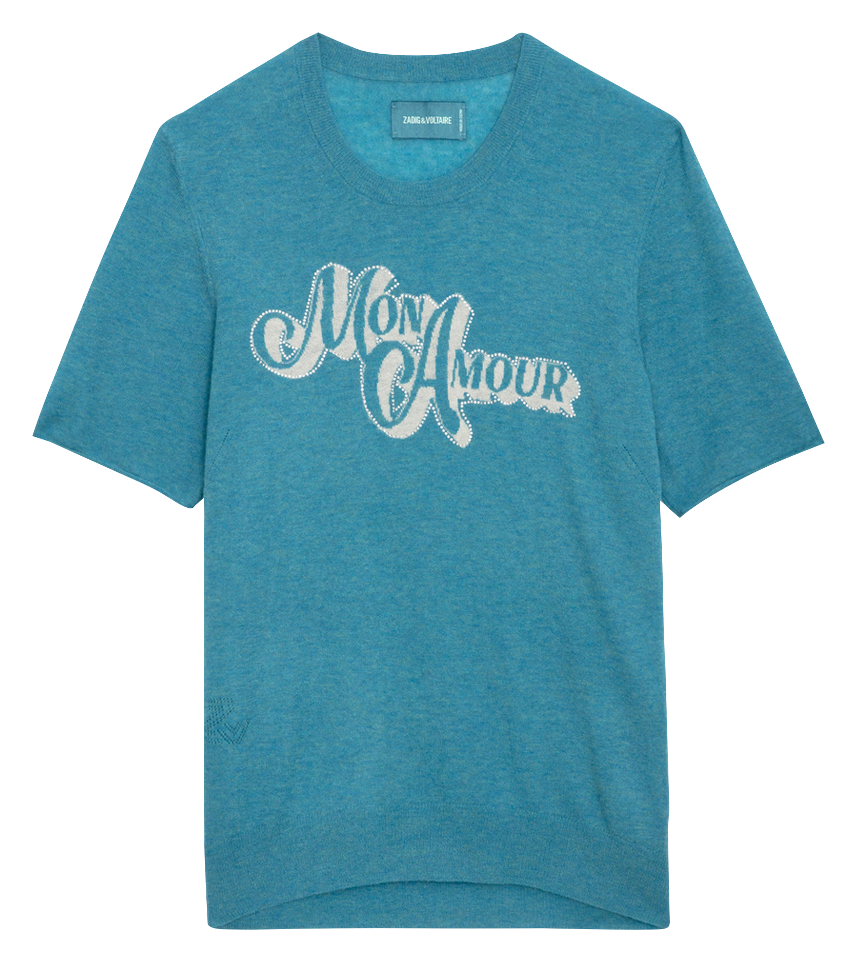 IDA - Pull col rond jacquard en cachemire| Bleu