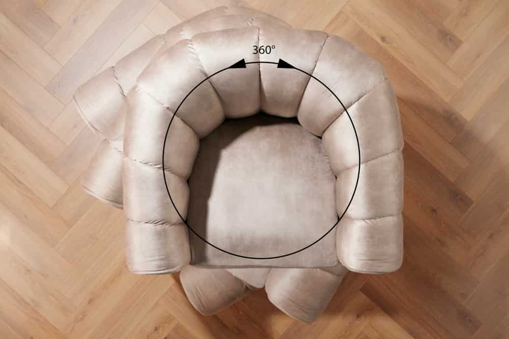 Drehbarer Design Sessel BABYLON champagner Samt Lounge Cocktailsessel