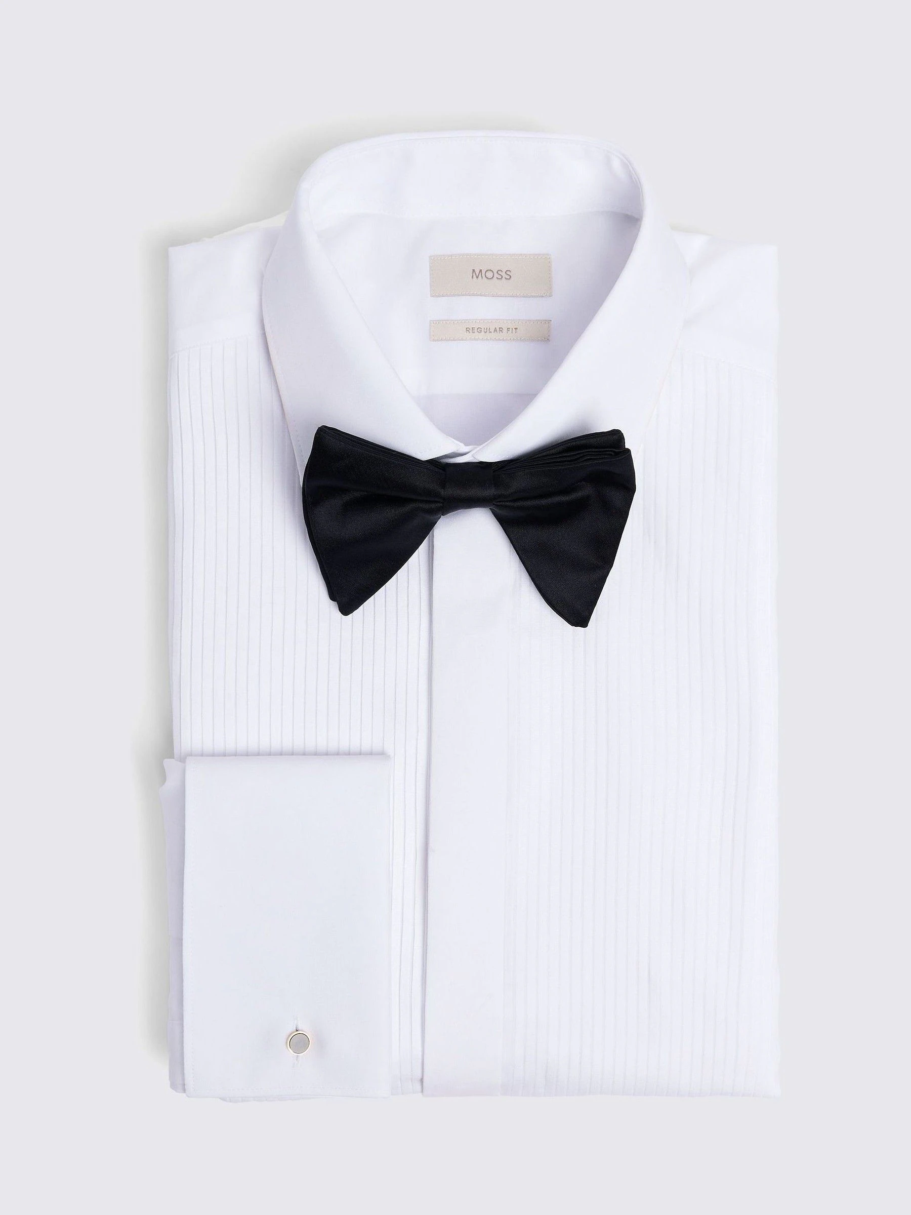 MOSS Regular Fit 100% Cotton Pleated Dress Shirt